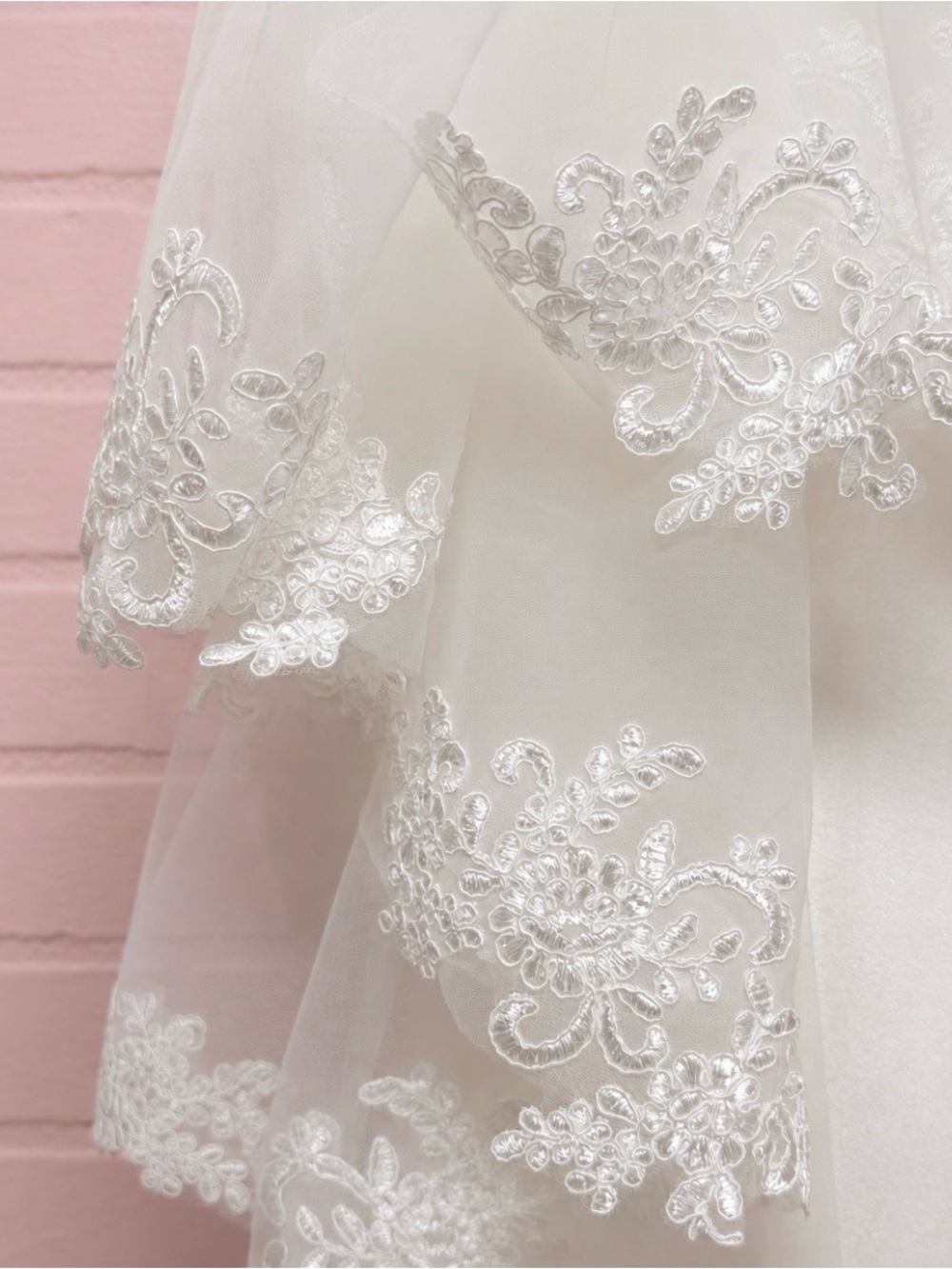 Elegant Ivory Lace Wedding Veil - Picture 4 of 8